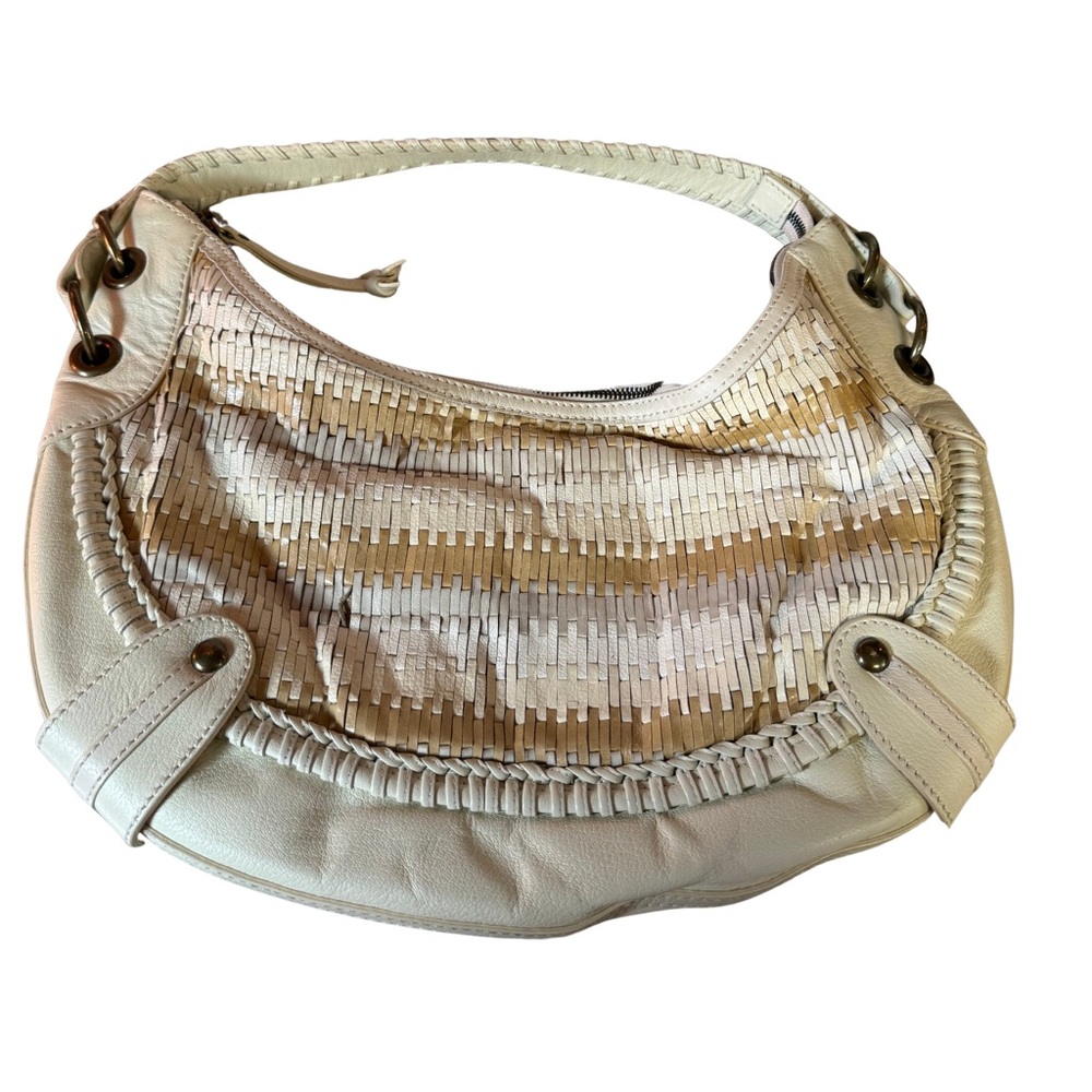 Isabella Fiore White Woven Leather Crescent Bag - Picture 4 of 10